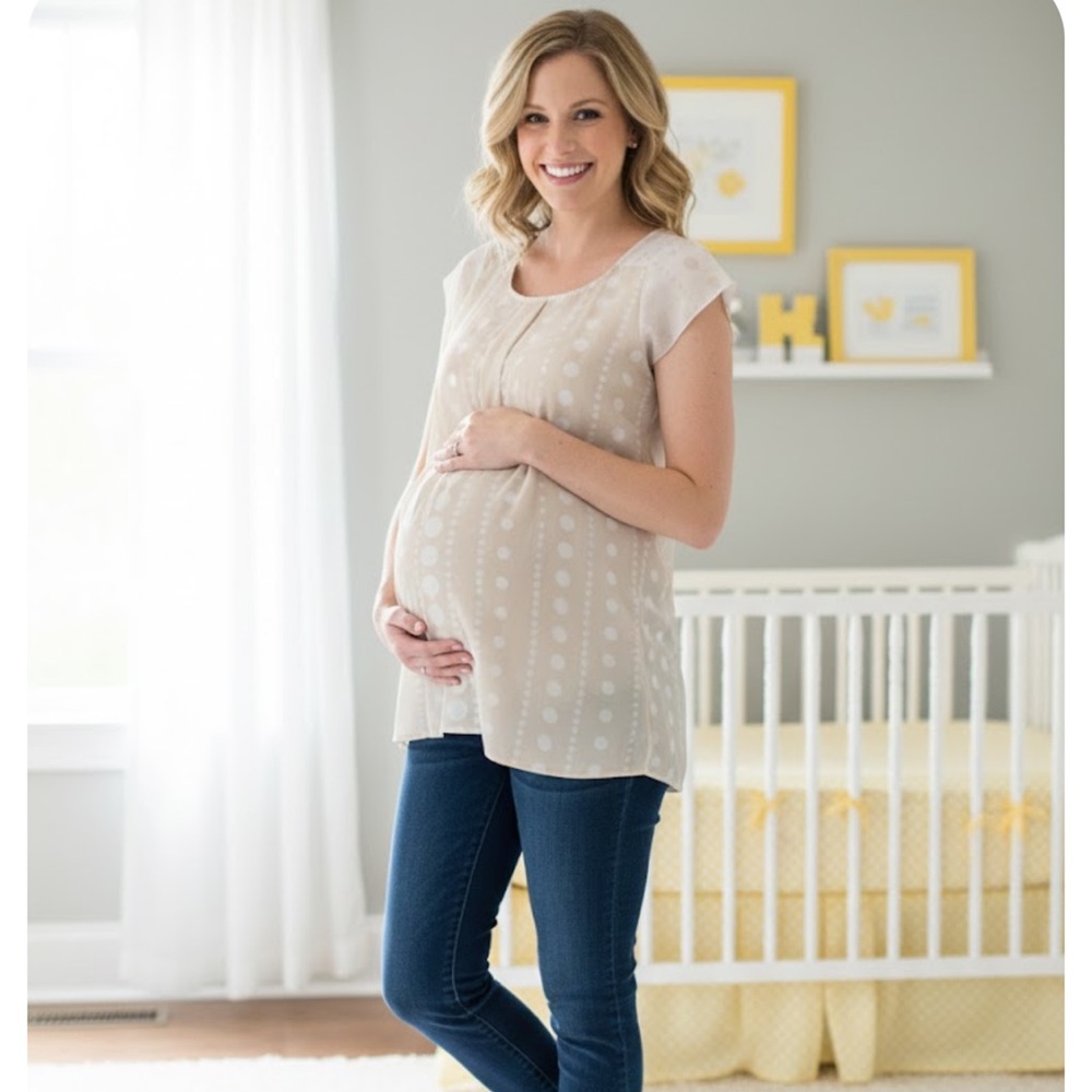 Motherhood Cream Cap Sleeve Tie Front Blouse
